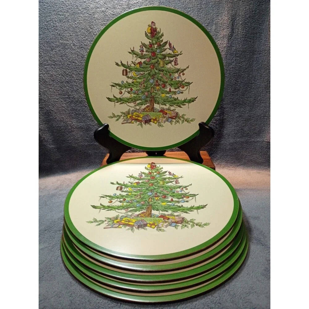 Pimpernel England Christmas Tree Cork Back Placemats Set of 6 Round 10